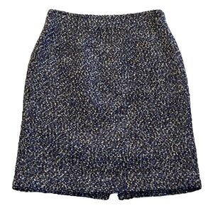 Classiques Entier Tweed Wool Blend A-Line Skirt Navy Brown Lined Size 8